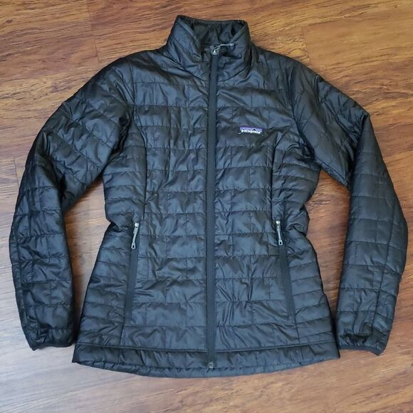 Patagonia Black Nano Puff Insulated Slim Waist Athletic Jacket with Logo Size XS - Picture 1 of 7